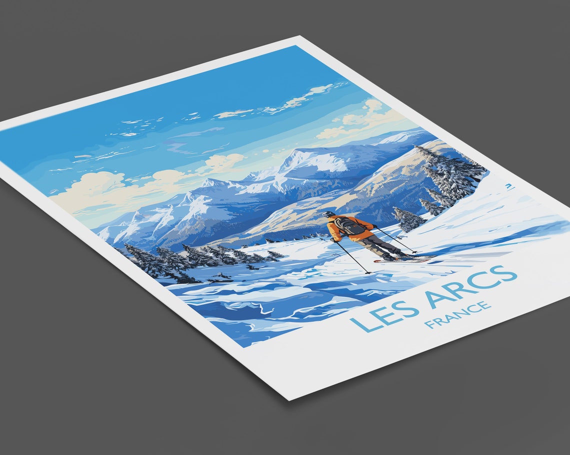 Les Arcs Wall Art Travel Poster Travel Print Of Les Arcs Ski Poster Les Arcs Art Gift France Ski Art Travel Gift - Image 2