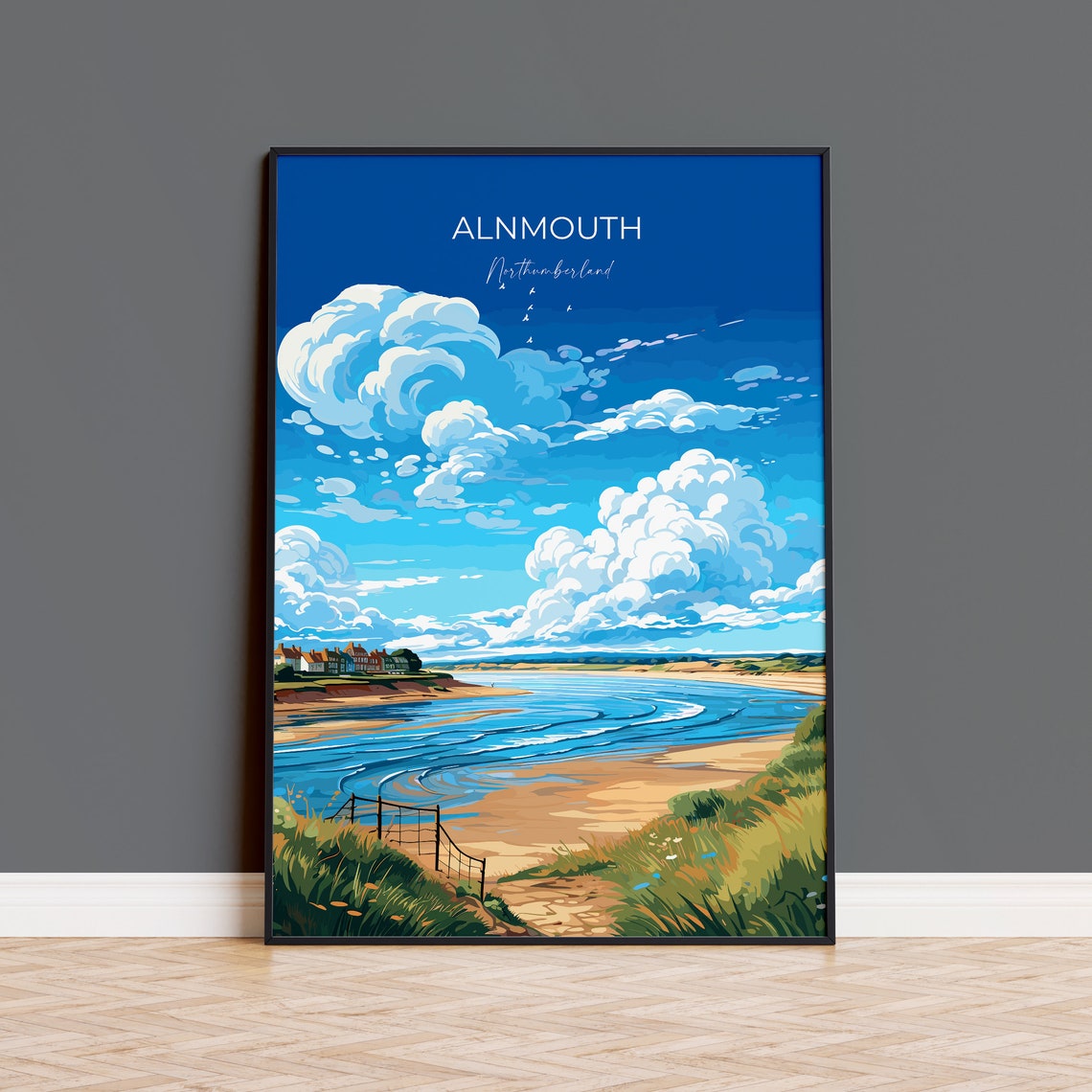 Alnmouth Travel Print Wall Art Travel Poster Of Alnmouth Northumberland Art Gift England Alnmouth Art Lovers Gift