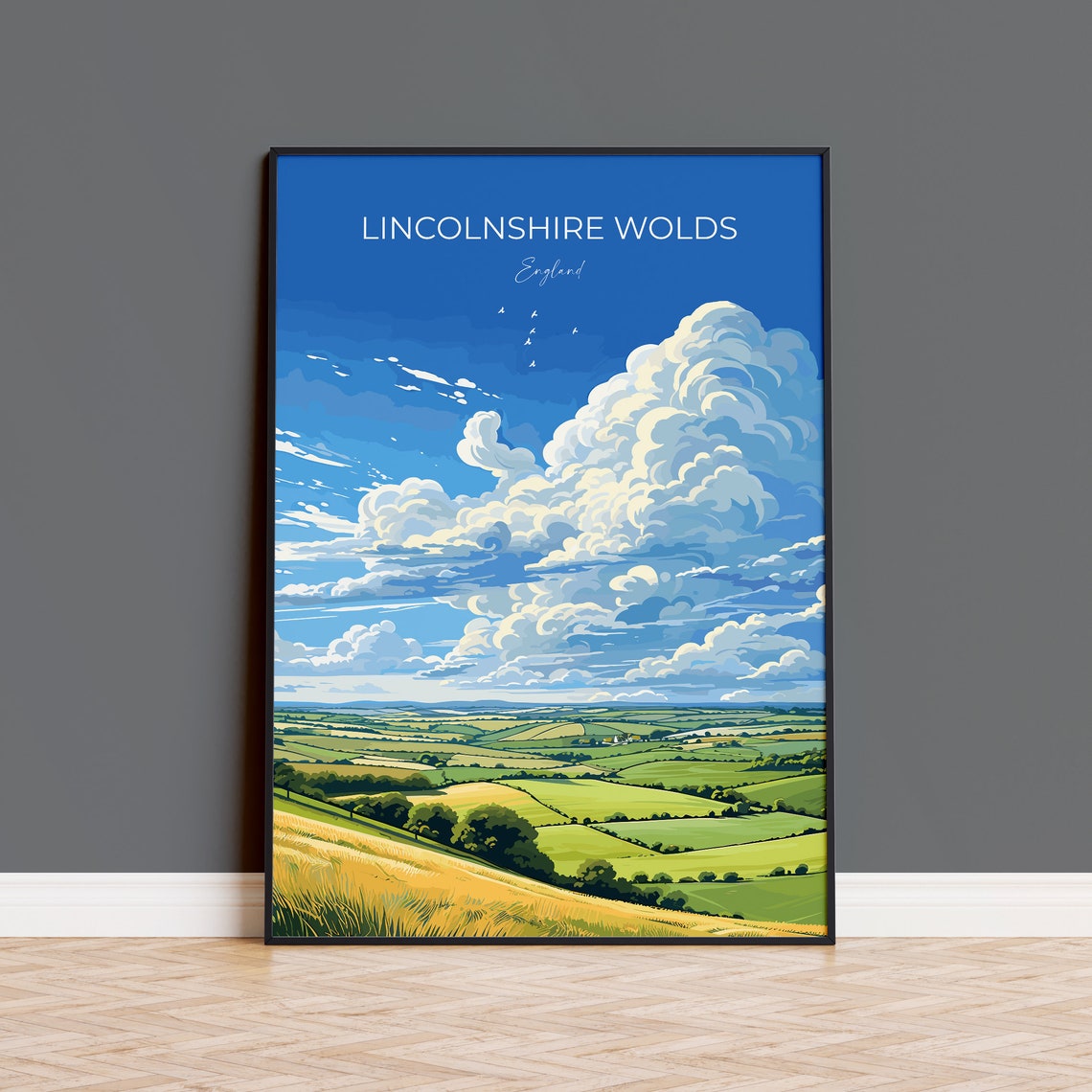 Lincolnshire Wolds Travel Print Wall Art Travel Poster Of Lincolnshire Wolds England Lincolnshire Art Lovers Gift Travel Art Gift