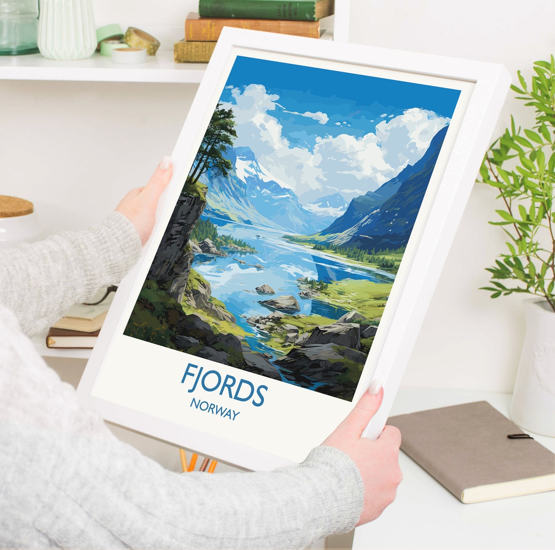 Fjords Travel Poster Travel Print Of Fjords Norway Poster Fjords Art Gift Norway Art Lovers Travel Gift - Image 5