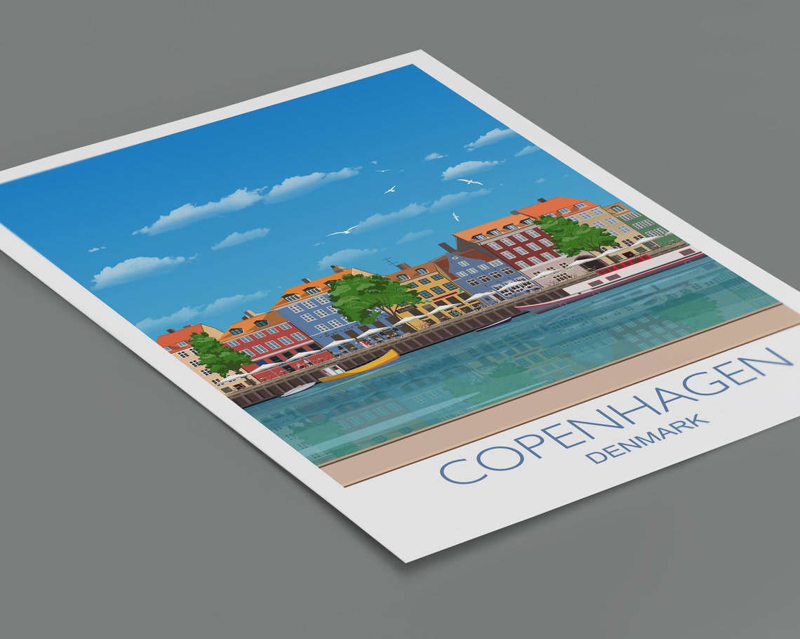 Copenhagen Denmark Colorful Harbor Houses Waterfront Art Poster - Image 2