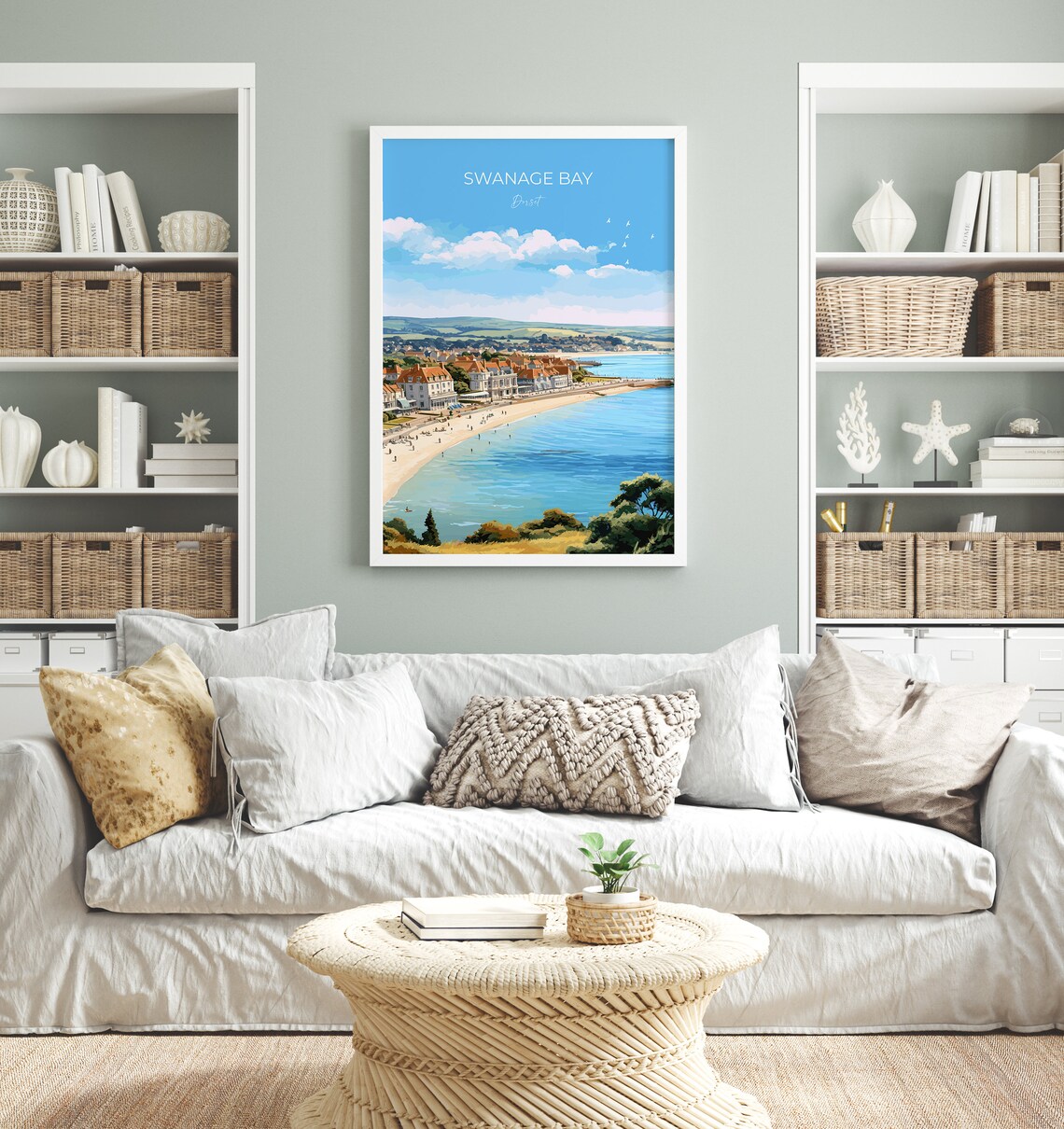 Swanage Bay Dorset Curved Beach Grand Hotels Travel Poster Seaside Art - Image 3
