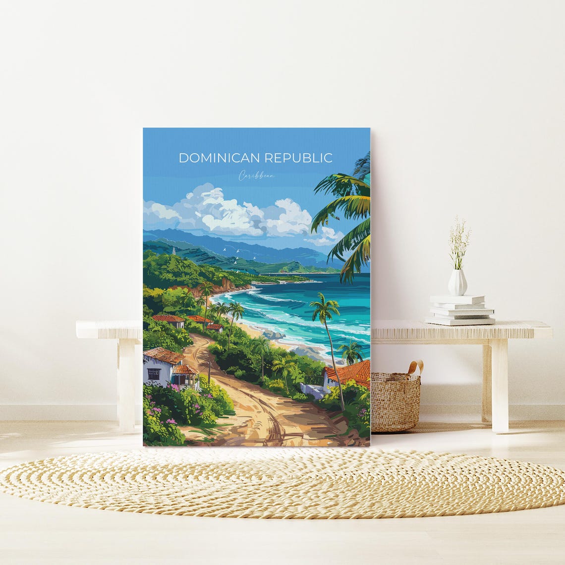 Dominican Republic Caribbean Beach Road Top Lettering Poster - Image 2