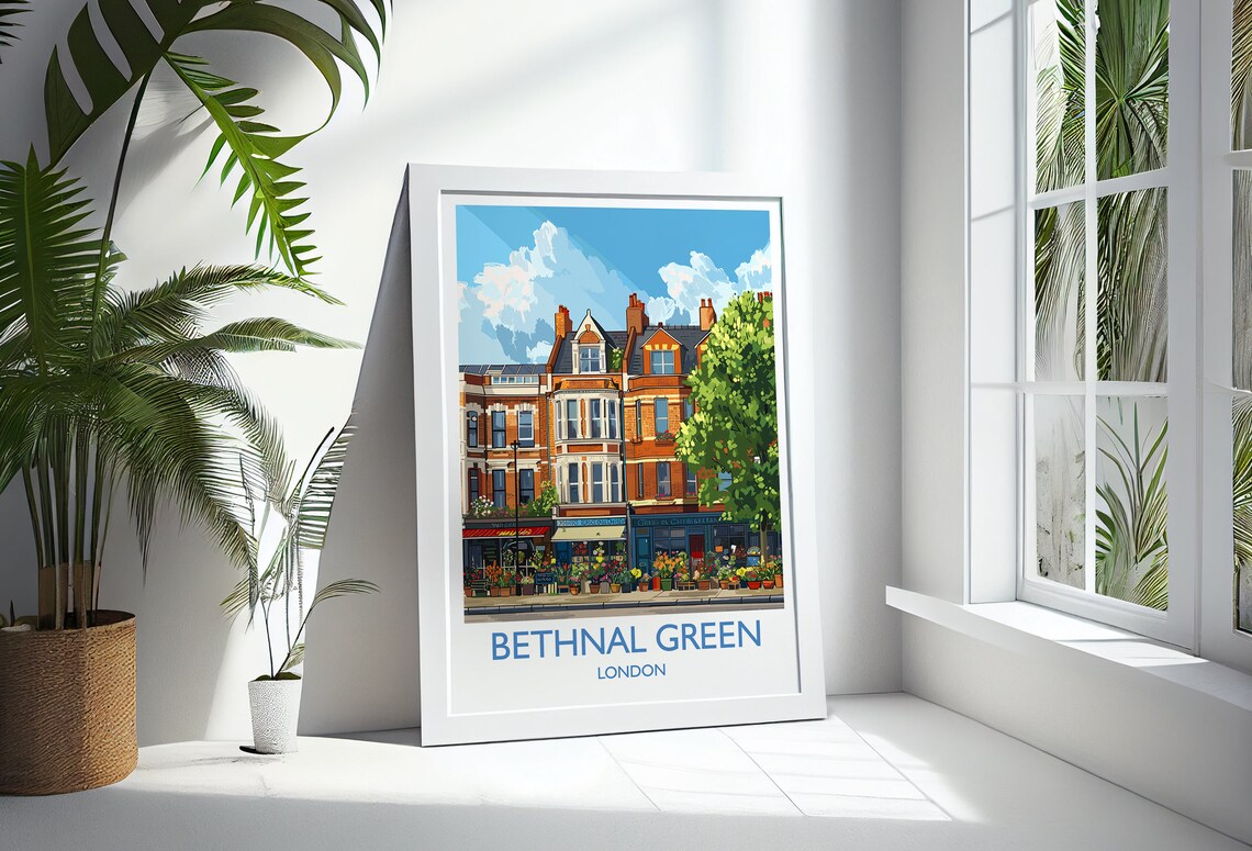 Bethnal Green London Brick Shopfronts And Flower Stalls Travel Poster - Image 3