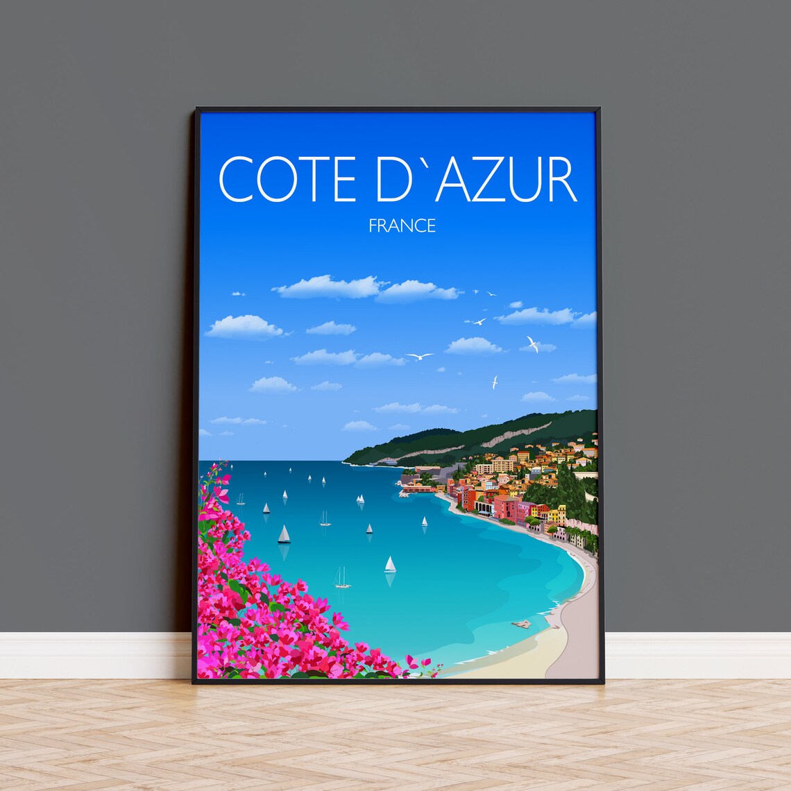 Cote Dazur Travel Poster Of France Wall Art Print