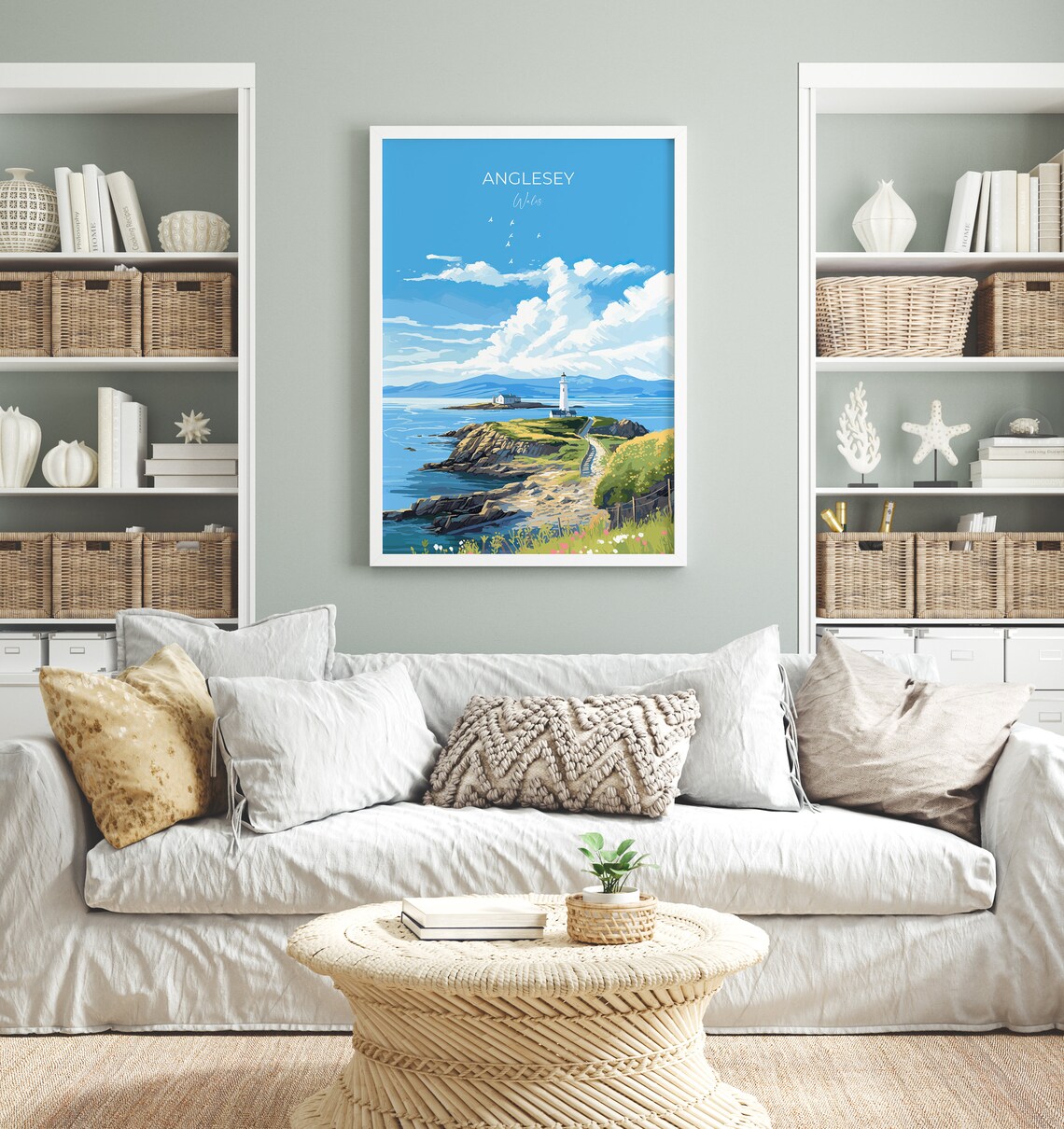 Anglesey Wales Lighthouse Rocky Headland Wild Coast Travel Poster - Image 3