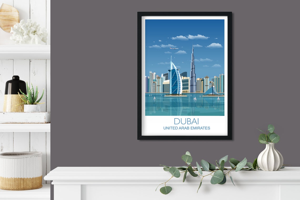 Travel Poster Of Dubai Travel Print Of Dubai City Of Dubai United Arab Emirates Travel Poster Dubai Cityscape - Image 3