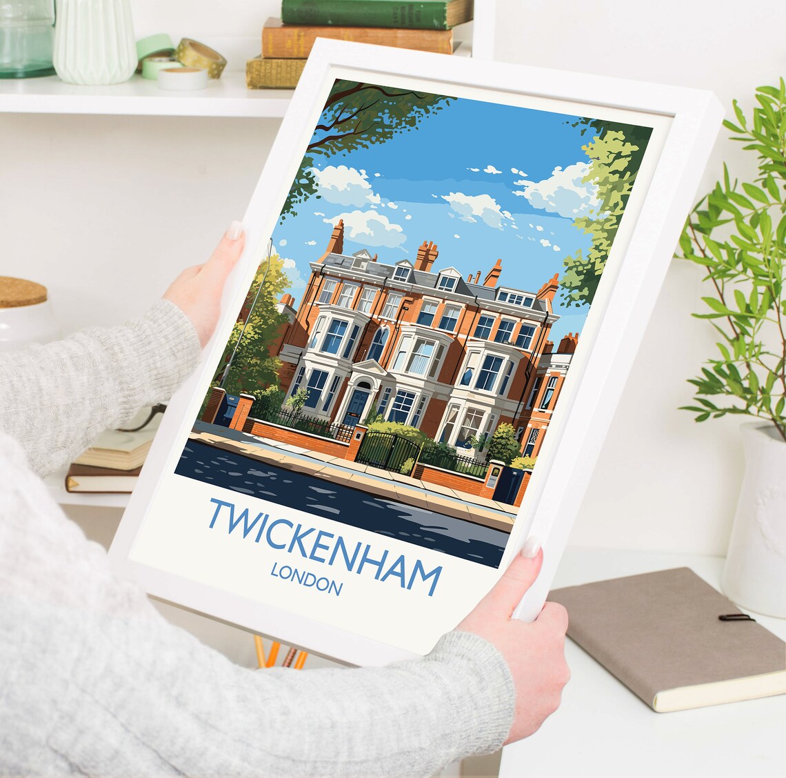 Twickenham London Red Brick Victorian Villa Street Travel Poster - Image 5