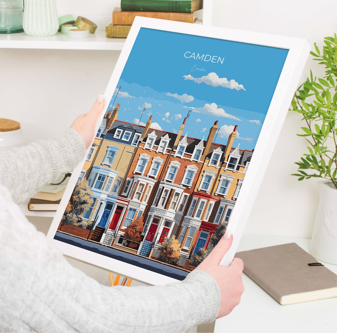 Camden London Colorful Terraced Houses Street Scene Travel Poster - Image 5