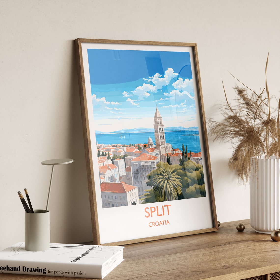 Split Old Town Bell Tower Croatia Dalmatian Coast Sea Poster - Image 3