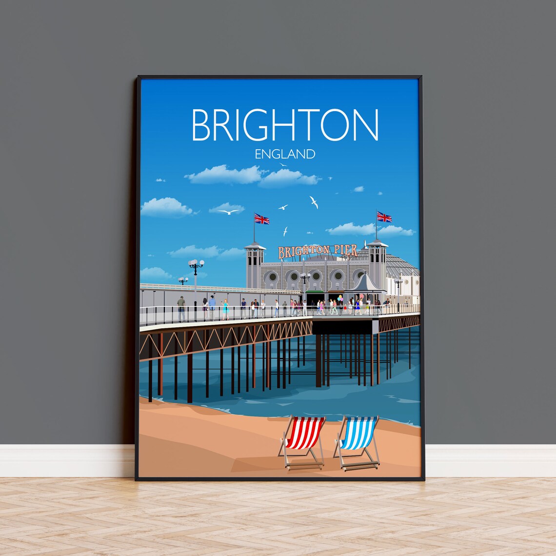 Brighton England Travel Poster, Brighton Pier