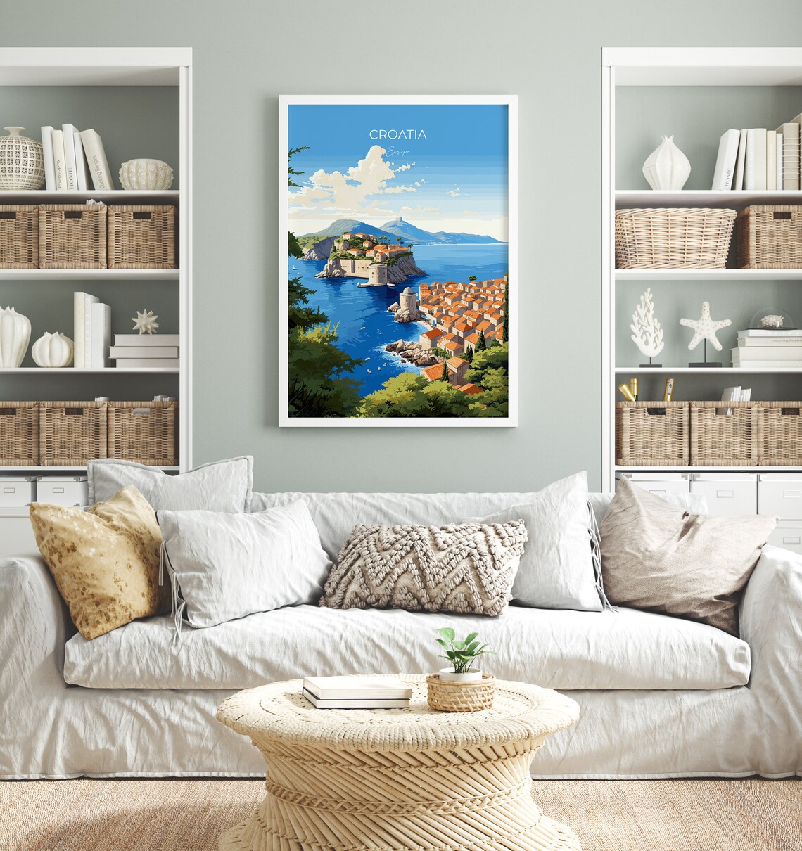 Croatia Island Fortress Adriatic Walled Old Town Blue Sea Poster - Image 4