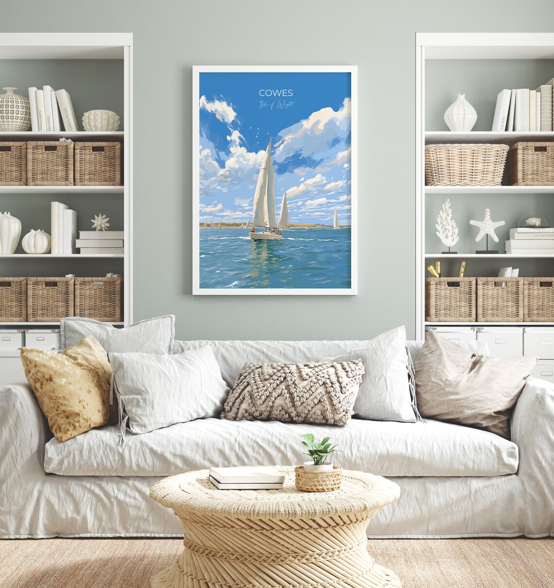 Cowes Isle of Wight Sailboats Regatta Ocean Sailing Art Poster - Image 4