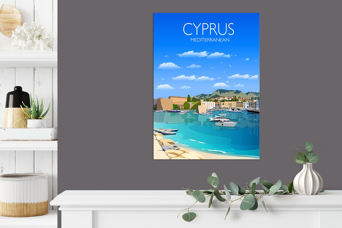 Cyprus Travel Poster, Mediterranean Sea Travel Print - Image 4