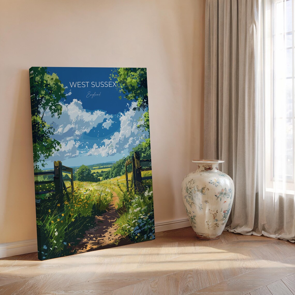 West Sussex Country Gate Wildflower Path England Travel Poster - Image 2
