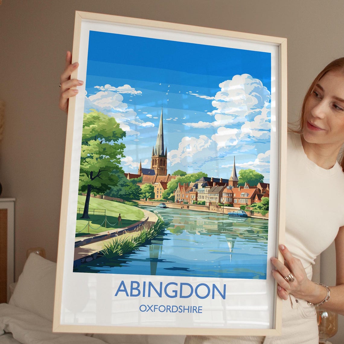 Abingdon Oxfordshire River Bend Spires Vintage Travel Poster - Image 4