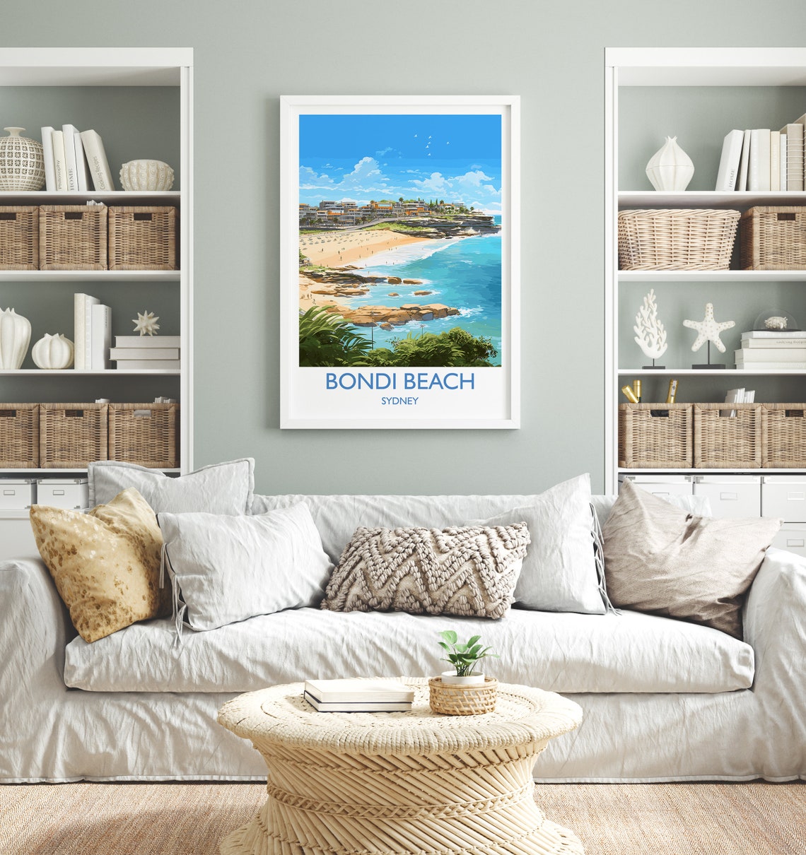 Bondi Beach Sydney Australia Surf Coast Sand Scene Art Poster - Image 4
