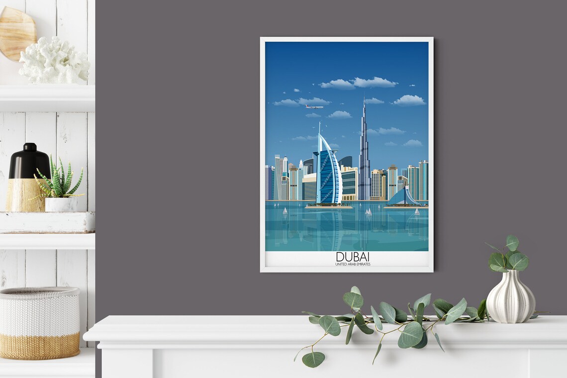Dubai Travel Poster, United Arab Emirates Cityscape - Image 2