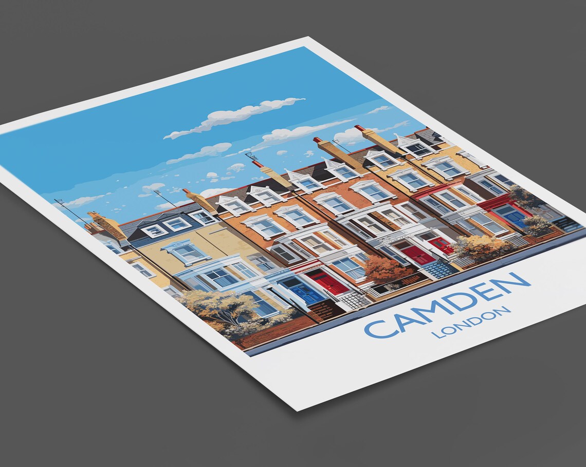Camden London Victorian Terraced Houses Street Travel Poster - Image 2