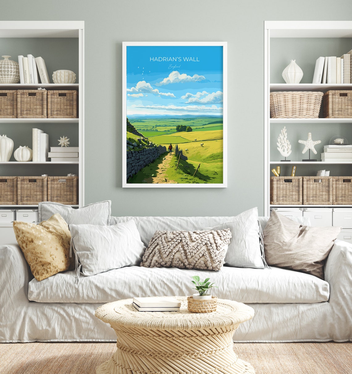 Hadrians Wall England Roman Countryside Path Illustrated Poster - Image 4