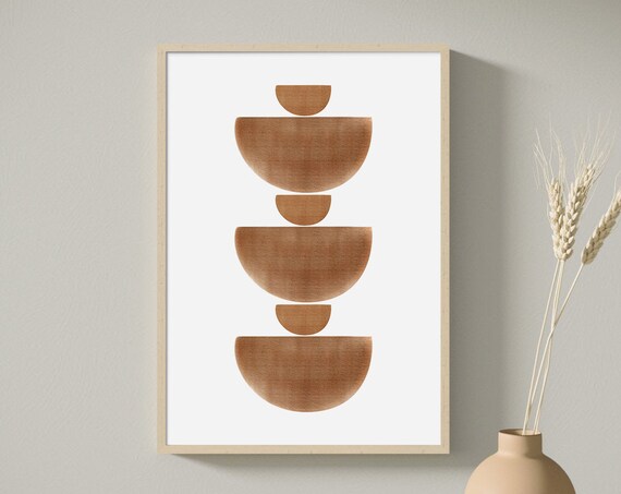 Geometric Abstract Art Print, Terracotta Boho Decor