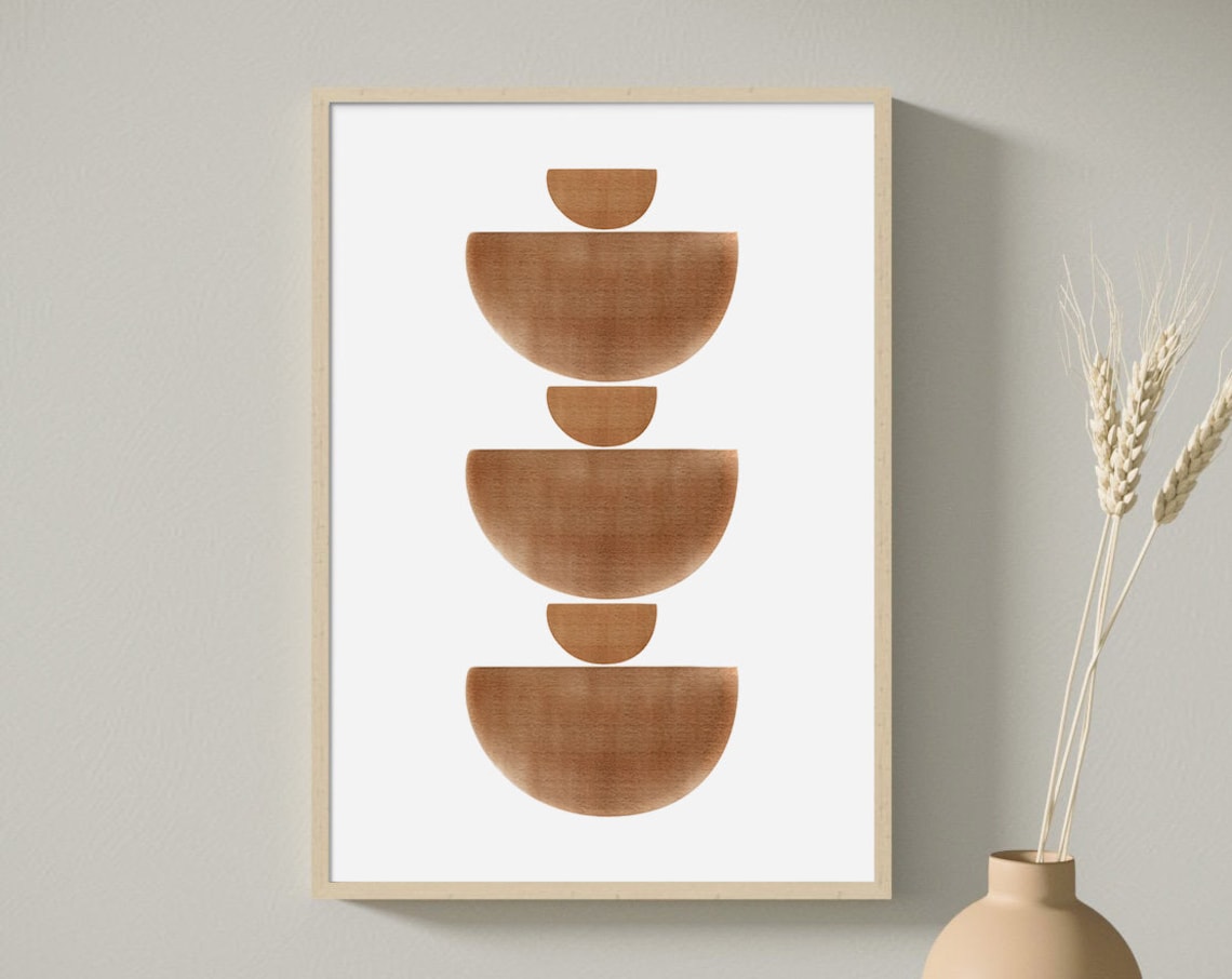Geometric Abstract Art Print, Terracotta Boho Decor