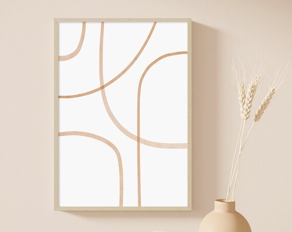 Watercolor Line Art Print Print Neutral Wall Art Minimalist Painting Wall Art Boho Decor Abstract Print