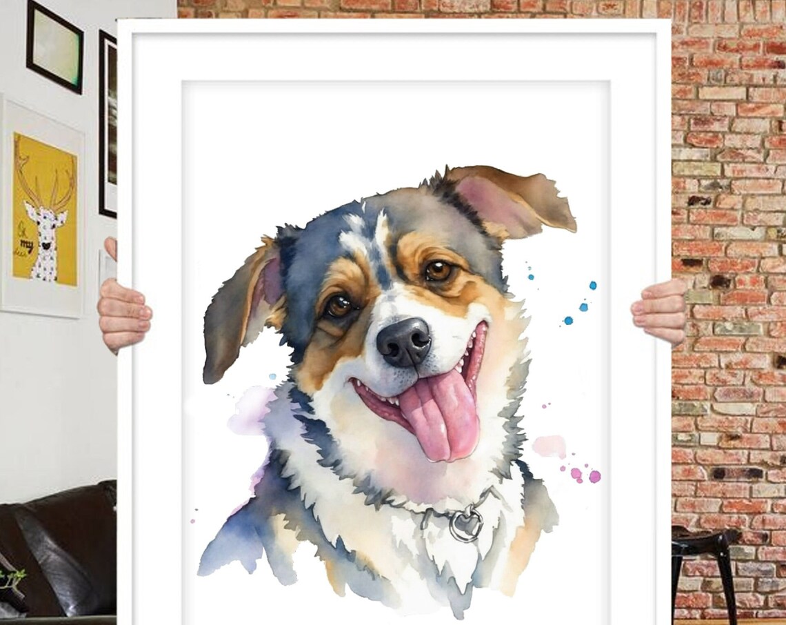 Custom Watercolor Pet Portrait, Dog Memorial Gift