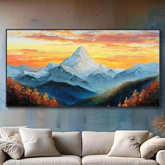 Mountain Oil Painting 3d Hand Wall Art Large Decor Modern Home Texture Original Art Landscape Boho Hand Oil Painting Modern Decor