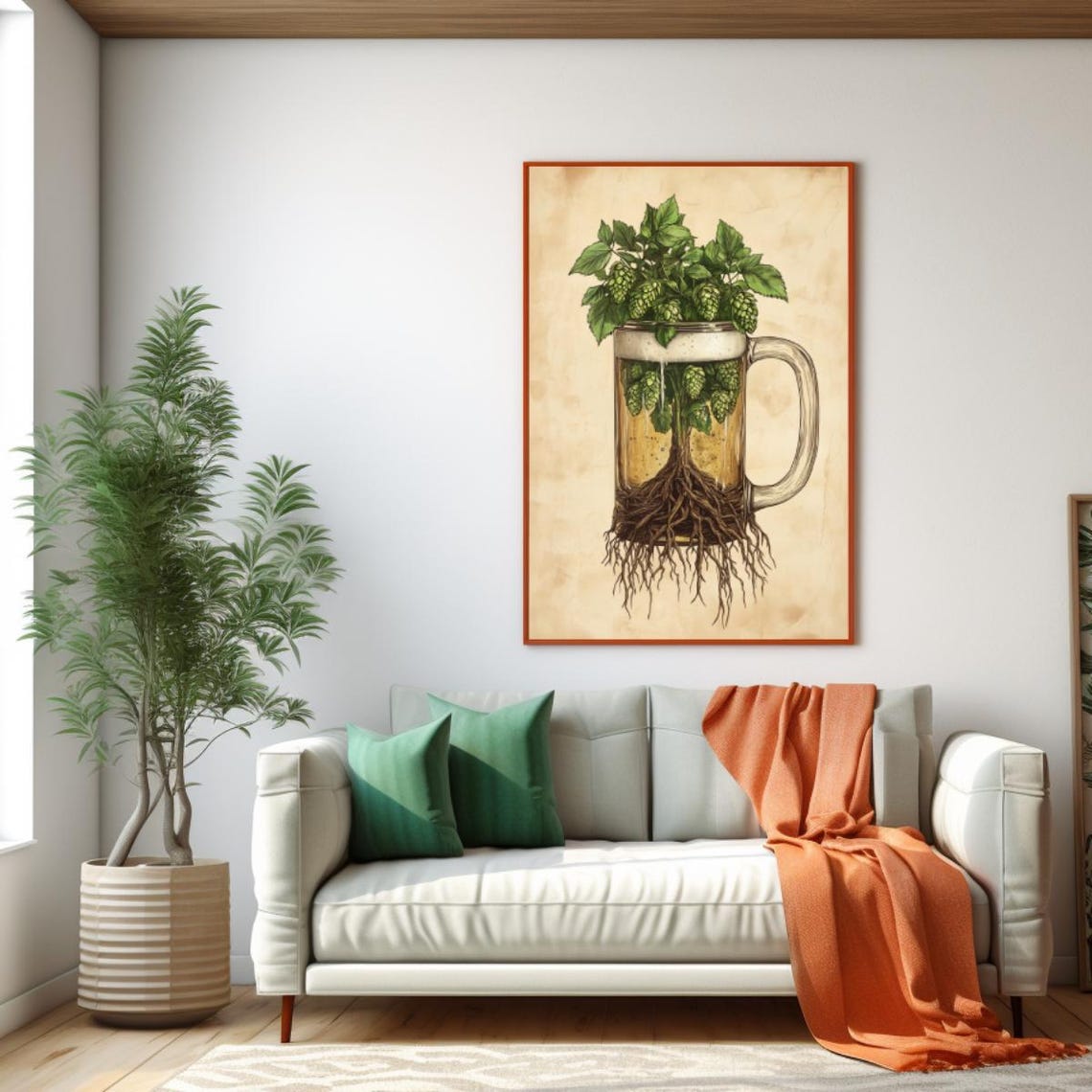 Roots Of Beer Vintage Hops Tree Brewery Poster Print - Image 4