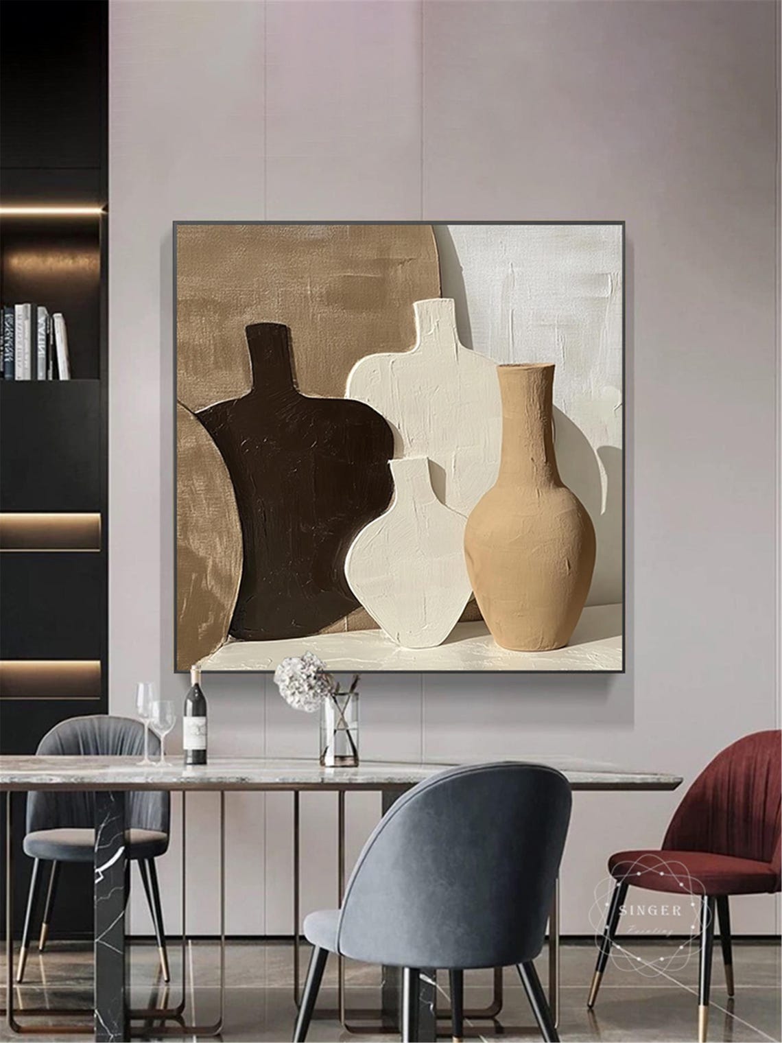 Abstract Earth Tone Vessels Still Life Textured Minimalist Art Poster - Image 2