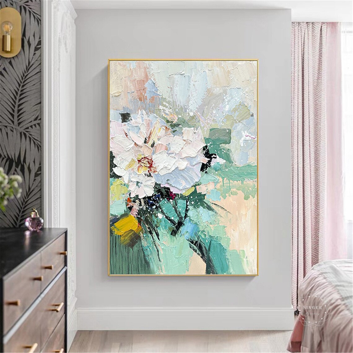 Pink Floral Abstract Art Print, Personalized Gift - Image 4