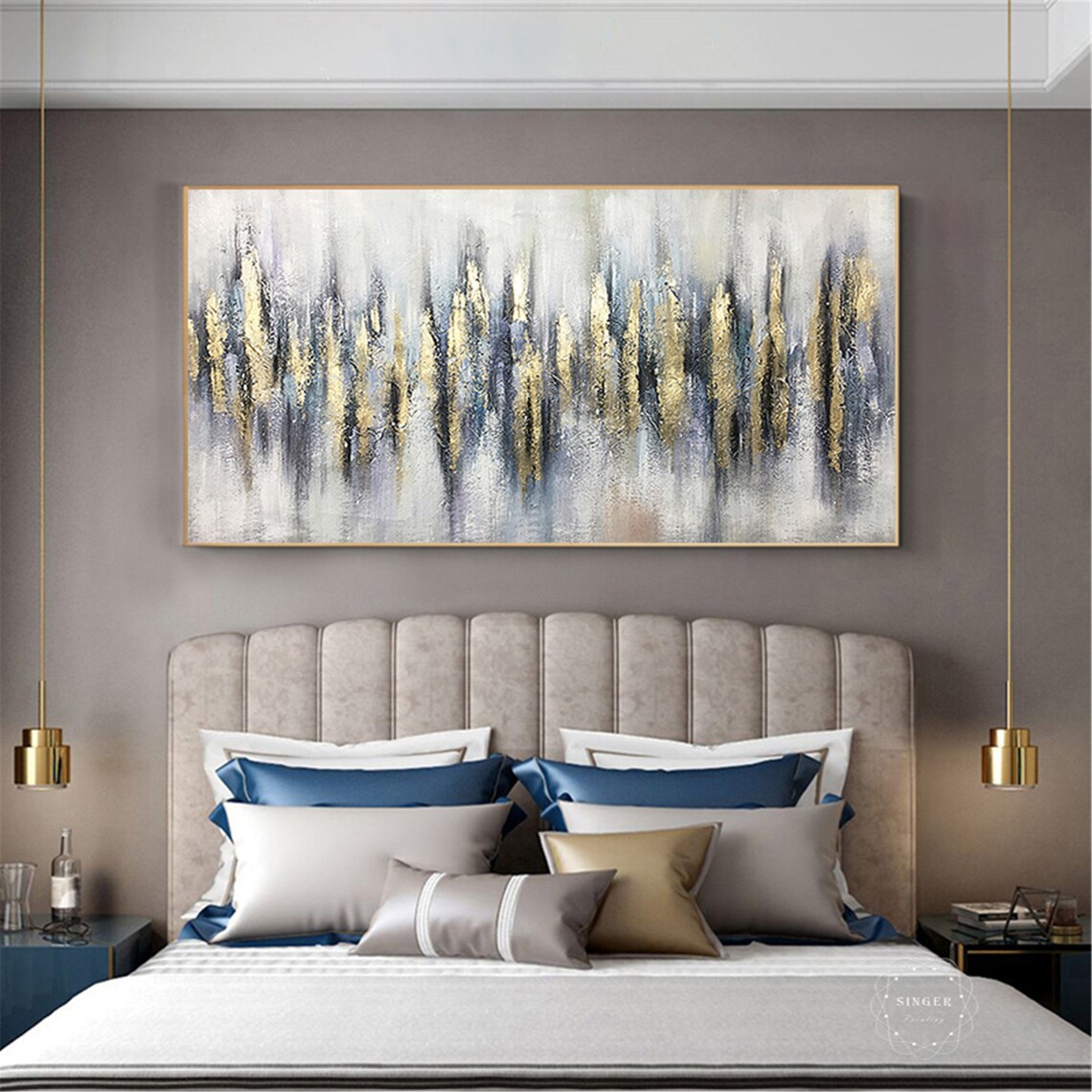 Gold Leaf Abstract Painting, Living Room Wall Decor - Image 3