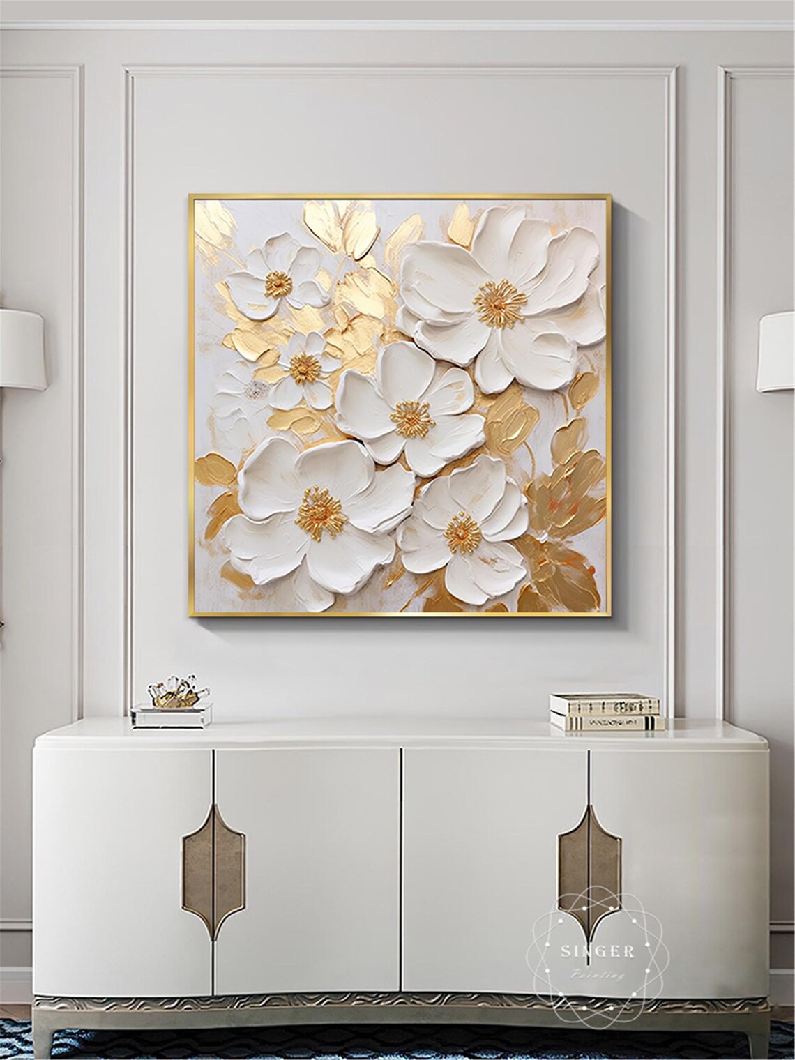 Personalized Gold Flower Abstract Wall Art Print - Image 4