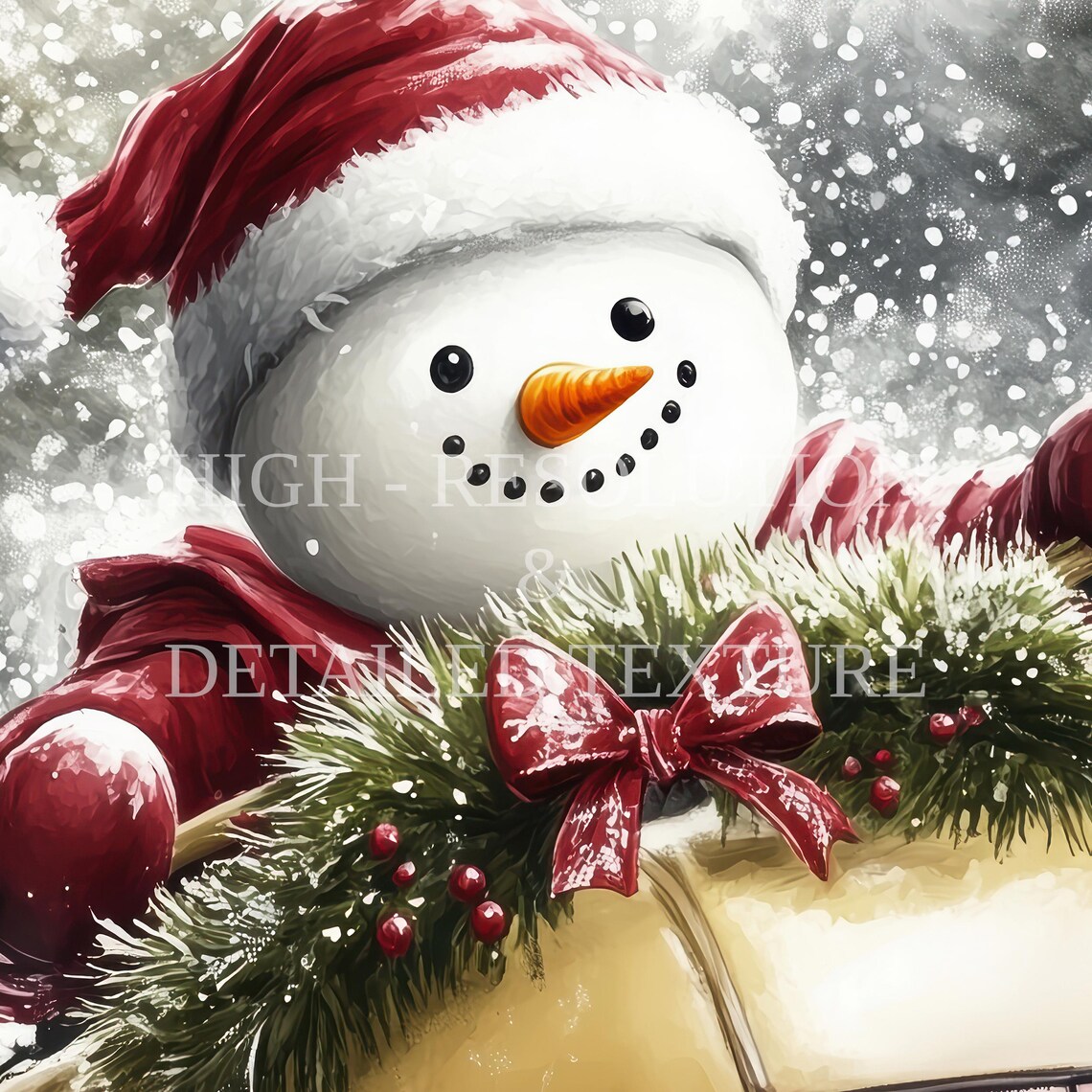 Snowman Whitewater Kayaking Adventure Funny Christmas Poster - Image 2