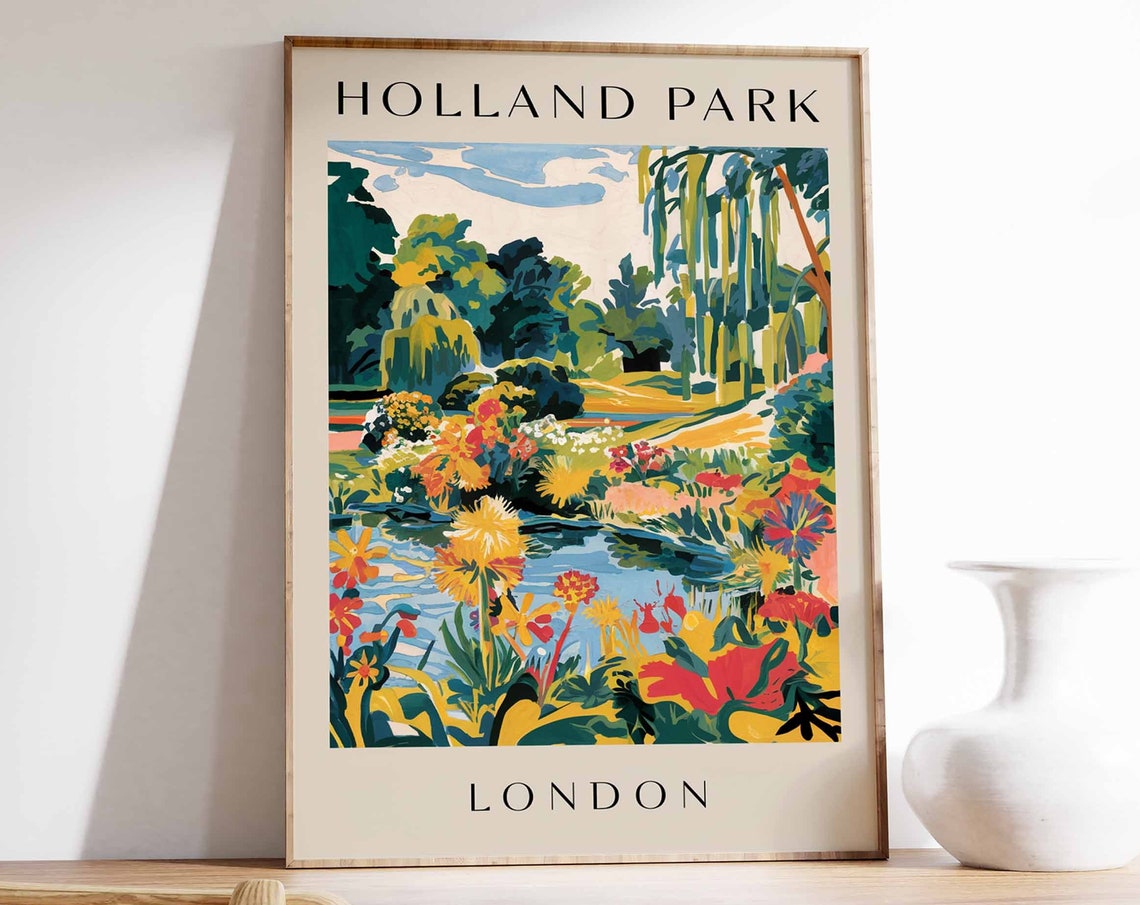 Holland Park Poster Botanical Print William Morris Print London Art London Poster London Travel Print Vintage Decor Retro Travel Art