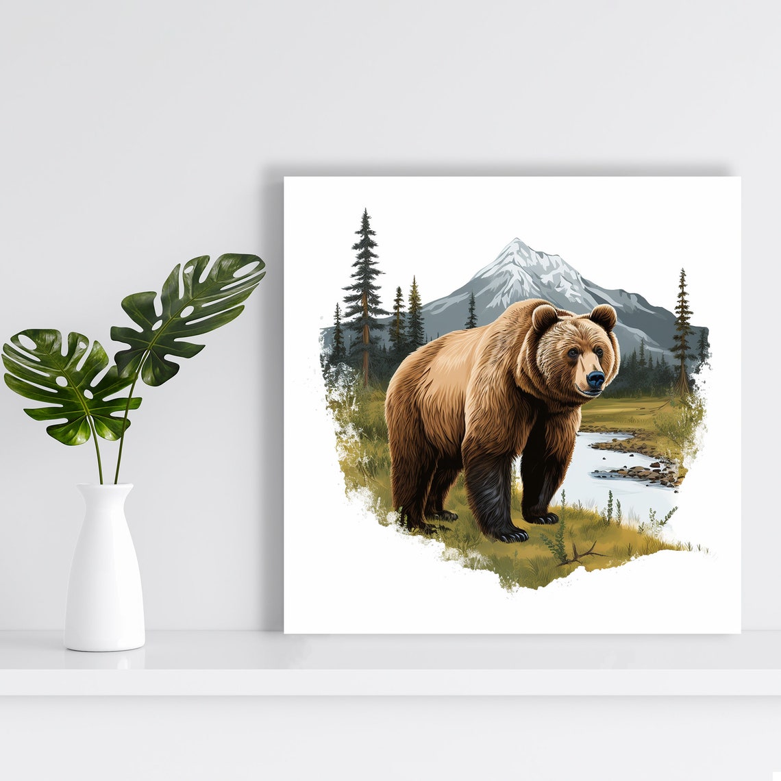 Brown Bear In Mountain Pines Wilderness Landscape Animal Poster - Image 2