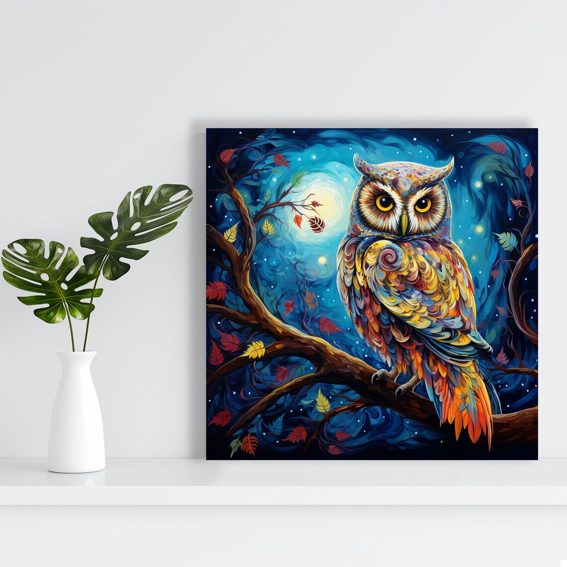 Owl Whimsical Living Room Bird Wall Art Print - Image 4