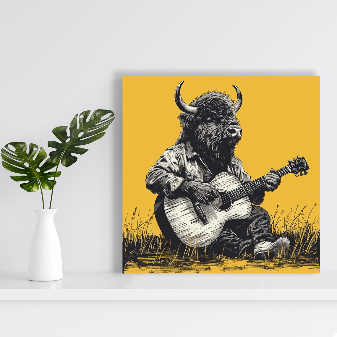 Bison Music Theme Rustic Bohemian Wall Art Print - Image 2