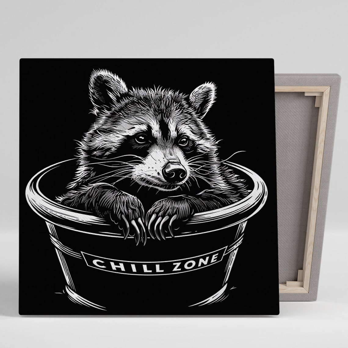 Chill Zone Raccoon In Tub Black White Funny Urban Animal Poster