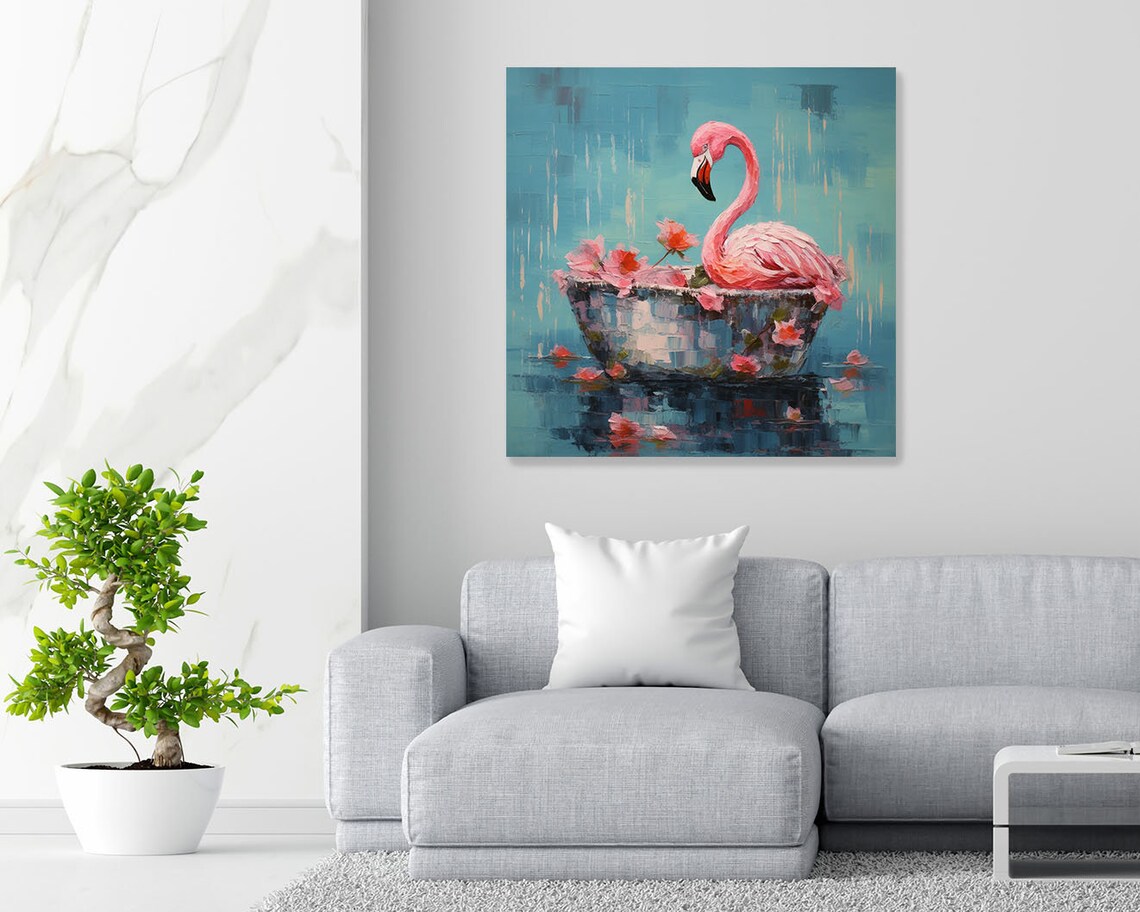 Flamingo In Bathtub Poster, Pink Bathroom Wall Art - Image 4