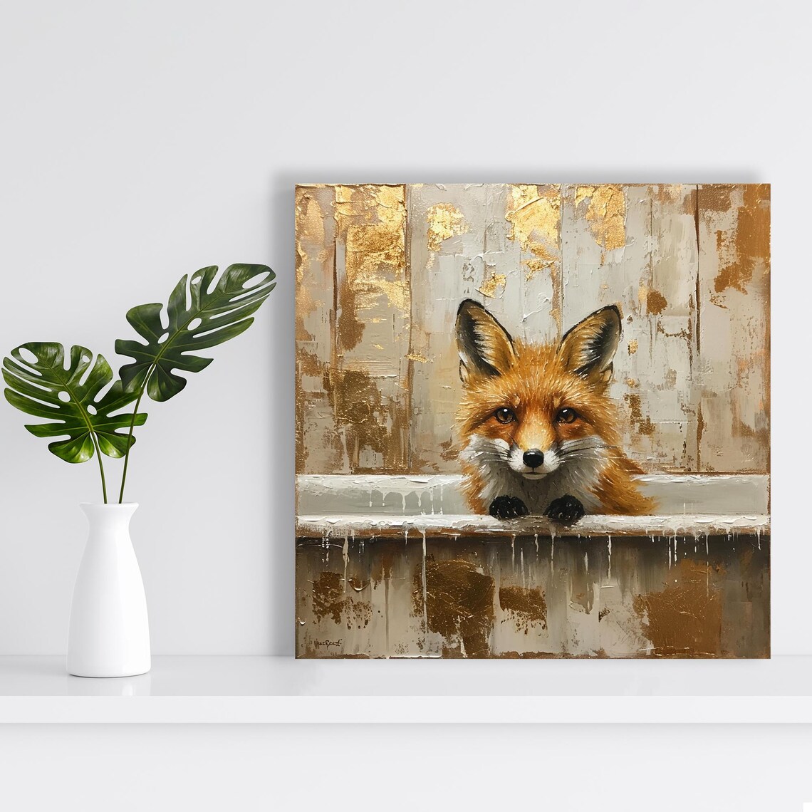 Fox Reflection Art Print, Whimsical Rustic Decor - Image 2