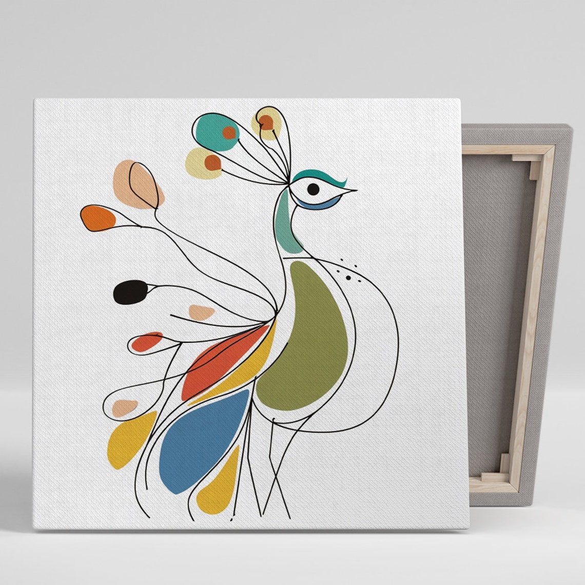 Minimalist Peacock Abstract Line Art Modern Scandinavian Wall Art