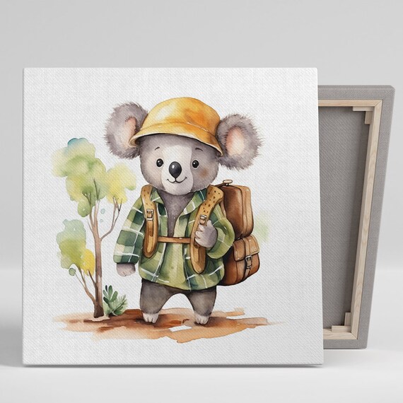 Koala Explorer with Safari Hat and Backpack Cute Adventure Wall Poster