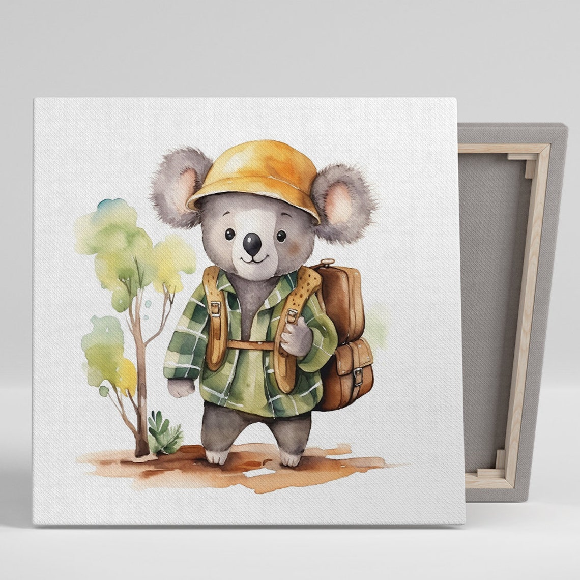 Koala Explorer with Safari Hat and Backpack Cute Adventure Wall Poster