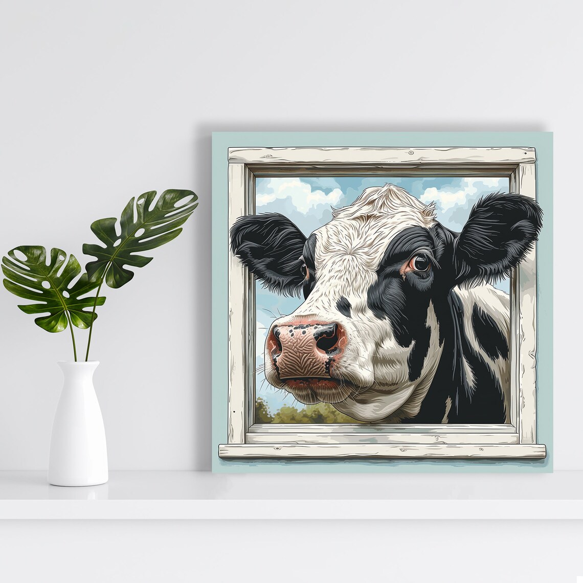 Curious Cow Close-Up Rustic Farmhouse Wall Art Print - Image 2