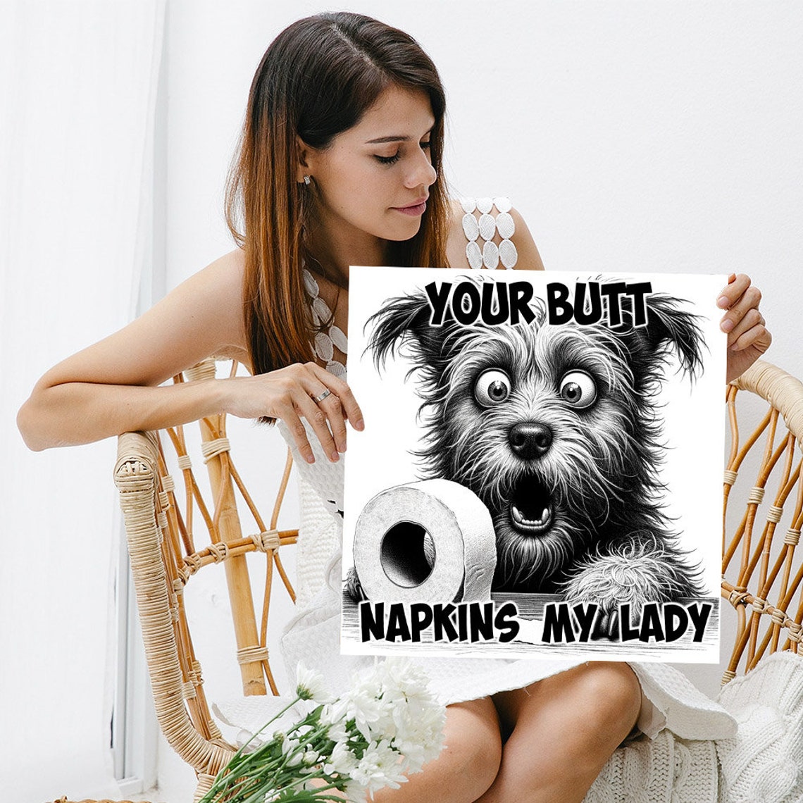 Dog And Toilet Paper Or Poster Your Butt Napkins My Lord Funny Dog Art Bathroom Wall Art Bathroom Wall Decor Dog Kawaii - Image 5