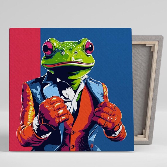Frog Executive Wall Art Or Poster Pop Art Modern Decor Living Room Office Game Room Wall Art Green Blue Orange Red Color Blocked
