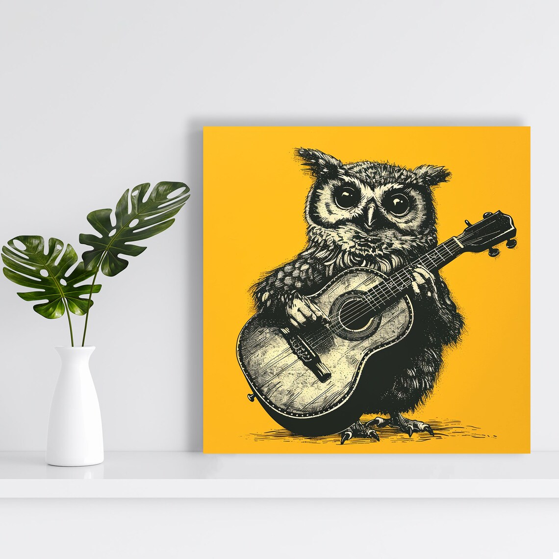 Owl Serenade Art Print, Whimsical Animal Music Decor - Image 2