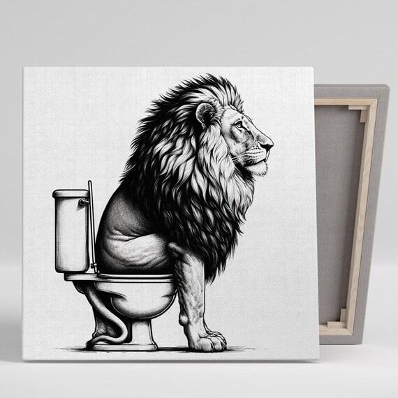 Lion Profile Black White Engraving Majestic Mane Wildlife Animal Wall Art Poster